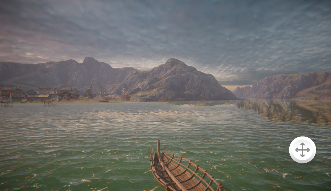 This picture shows a ship rotated to the left while the On-Screen control stick was moved to the right